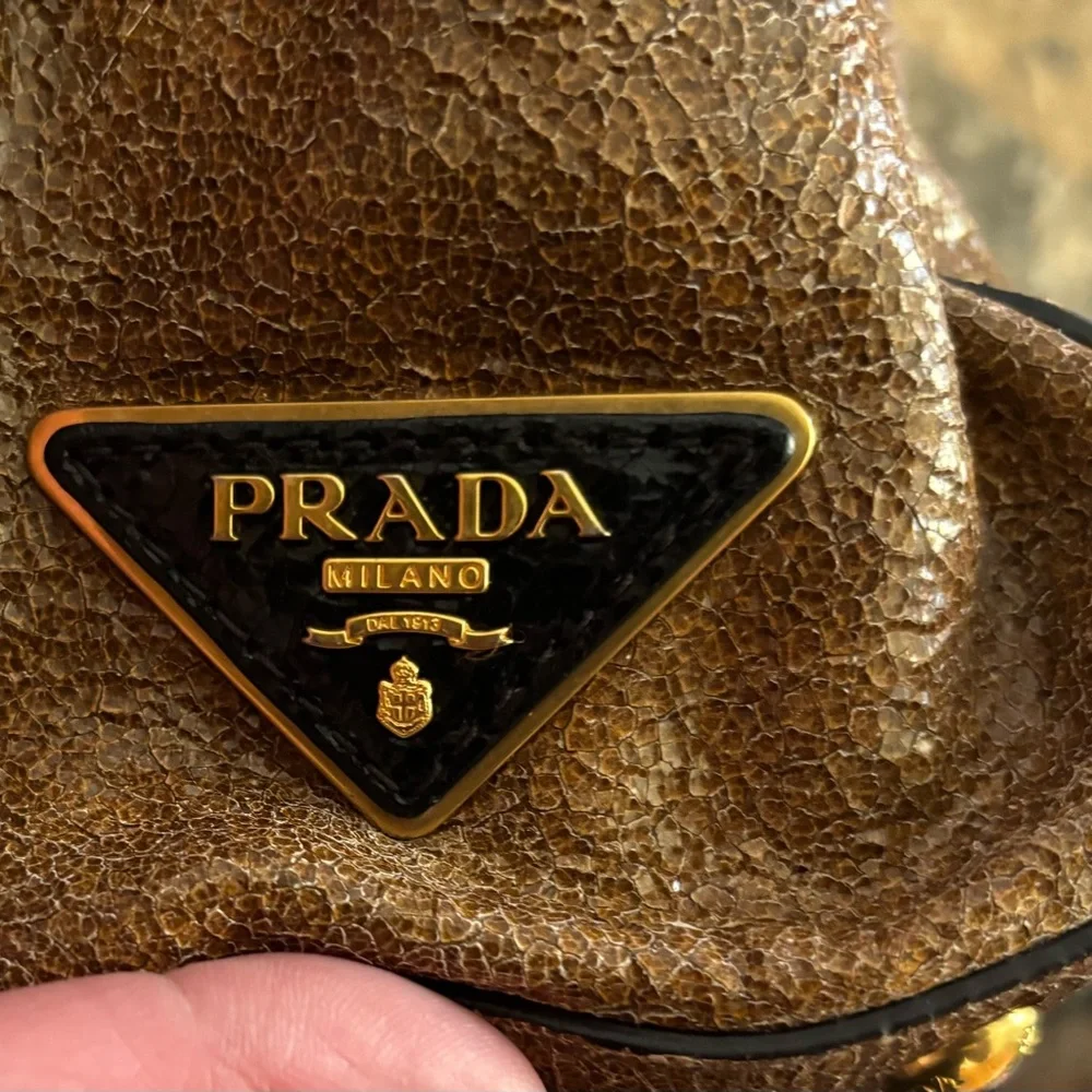 Prada crackle leather studded two way bag - Picture 5 of 6